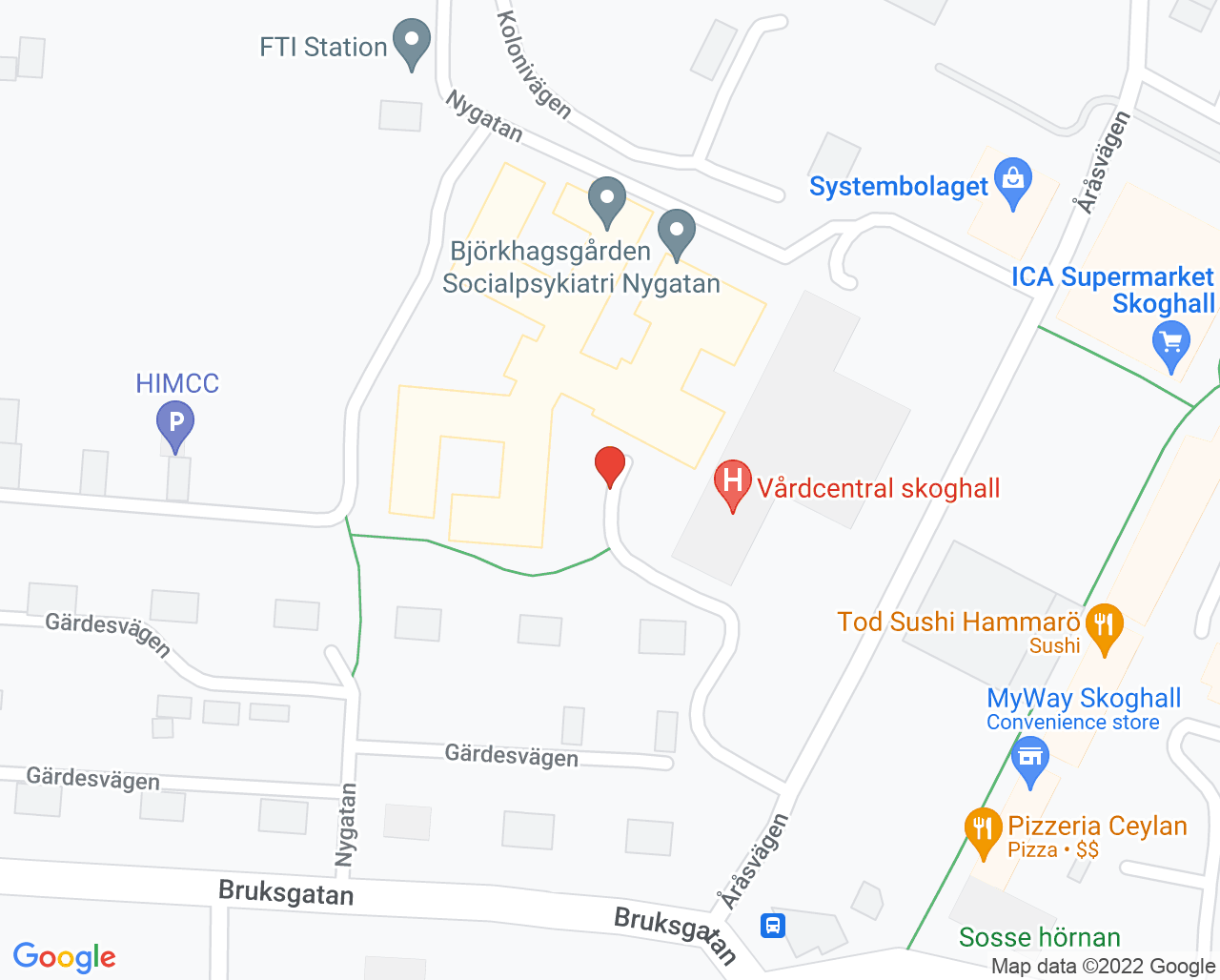 Karta till Provtagning vårdcentralen Skoghall