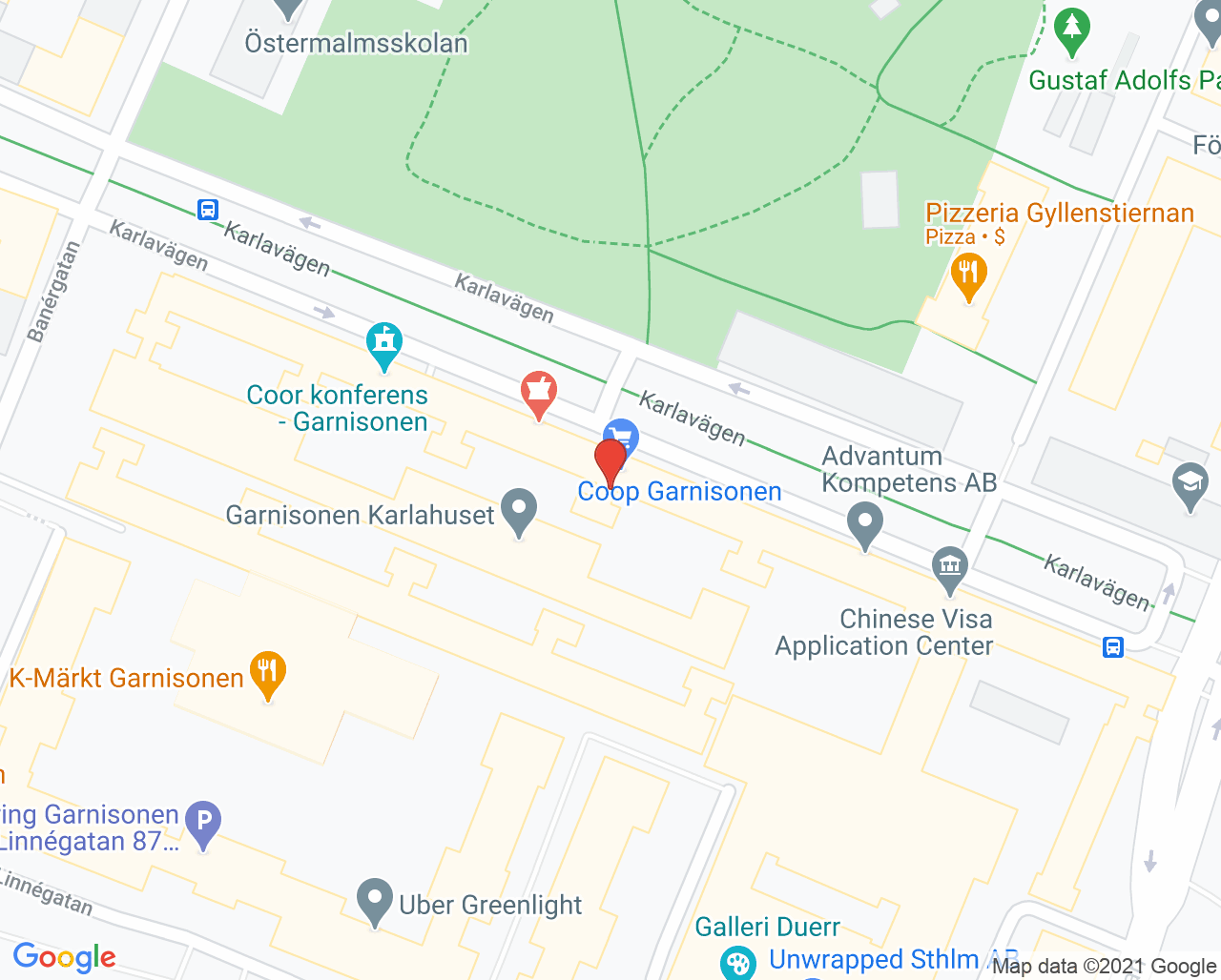 Karta till Jukka Kasurinen Fysioterapeut, Östermalm Karlavägen 102