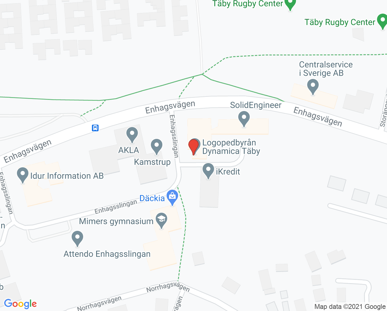 Karta till Logopedbyrån Dynamica Täby, Täby