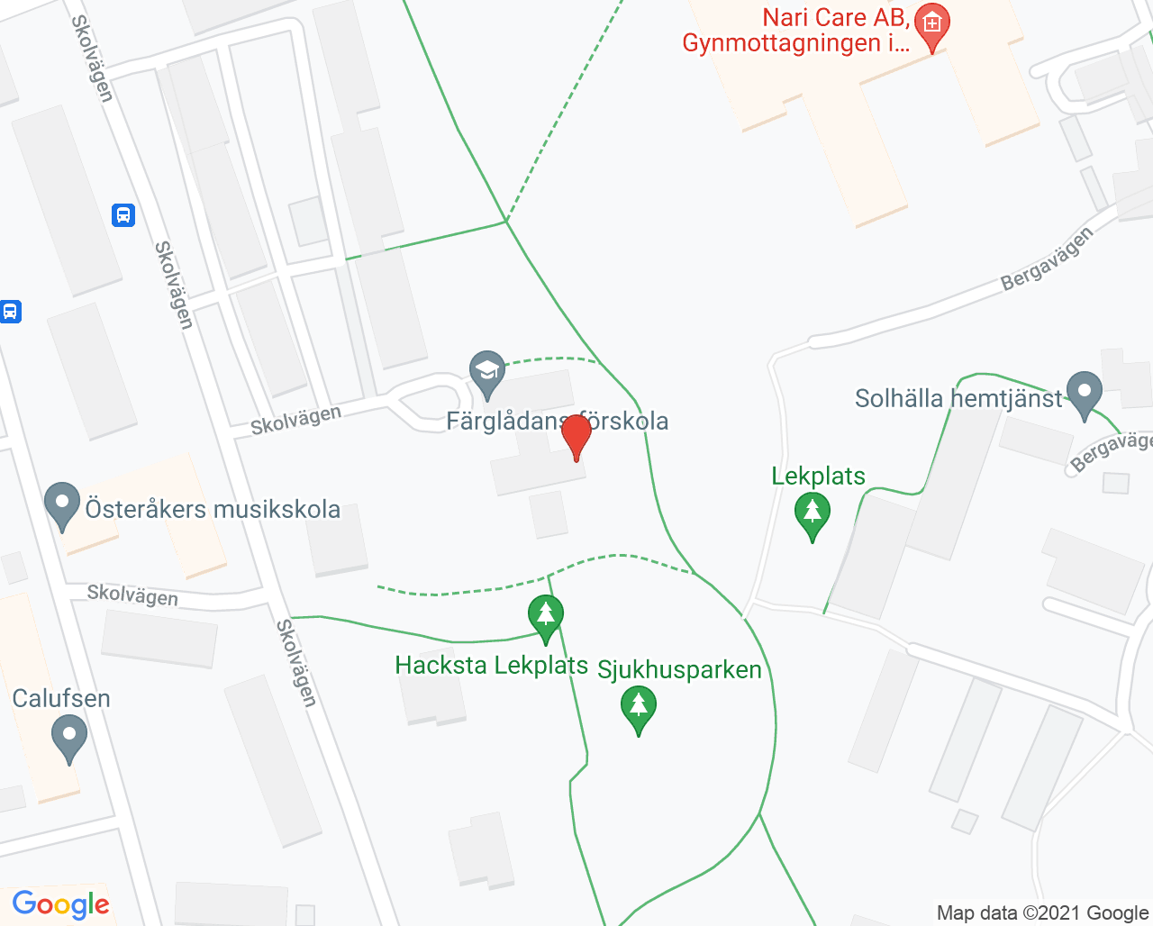 Karta till Språkförskolan Penseln, Österåker