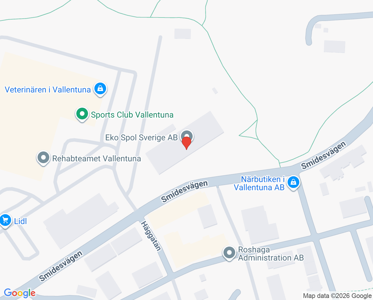 Karta till Logopedmottagning Vallentuna, Danderyds sjukhus