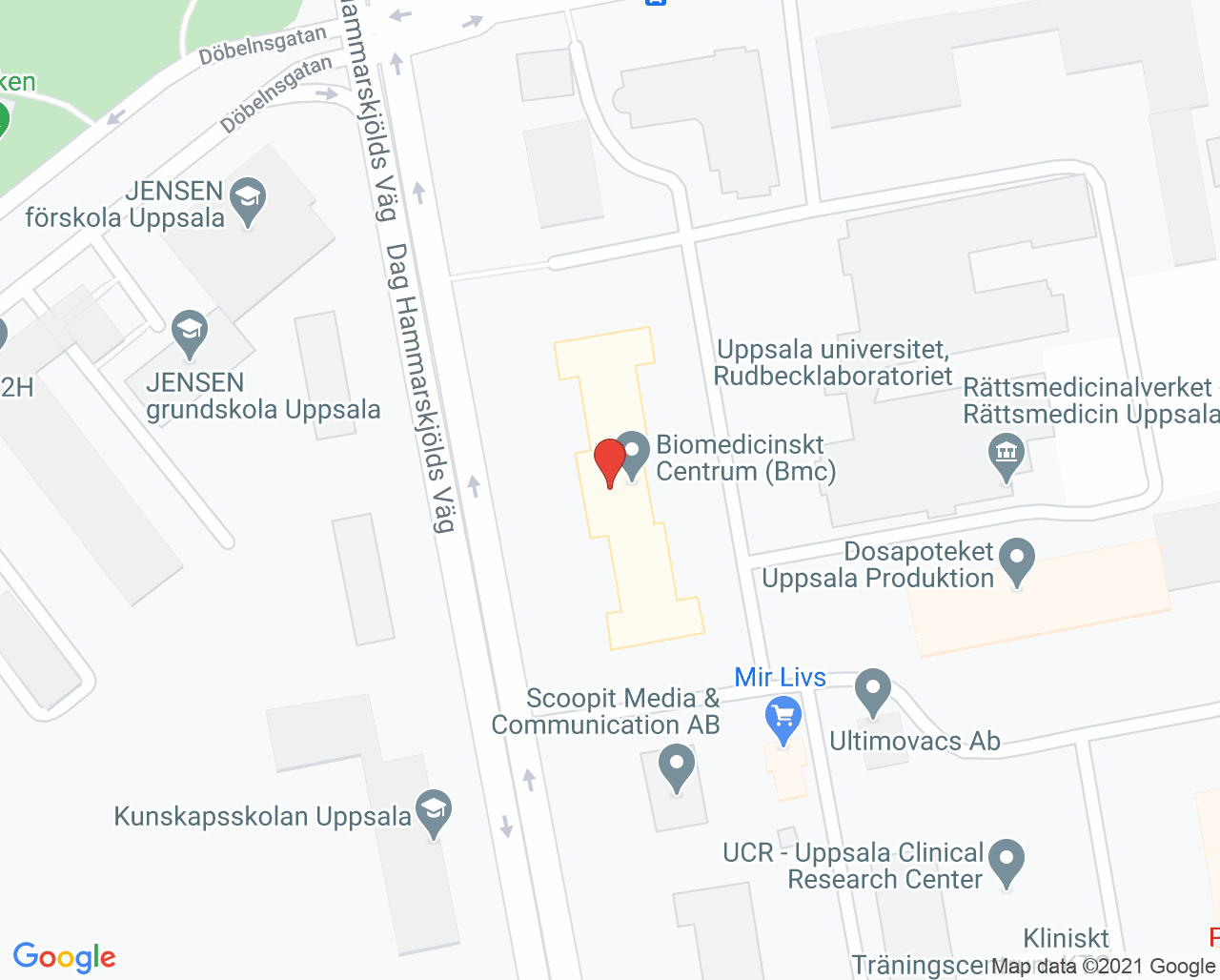 Karta till Akademigruppens specialistklinik, Uppsala