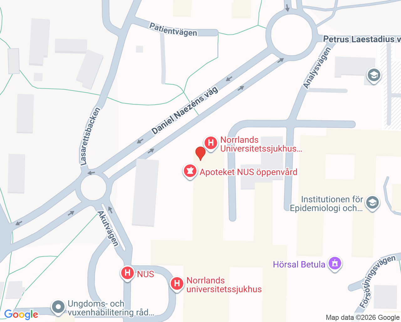 Karta till Hjälpmedelsbutik Västerbotten