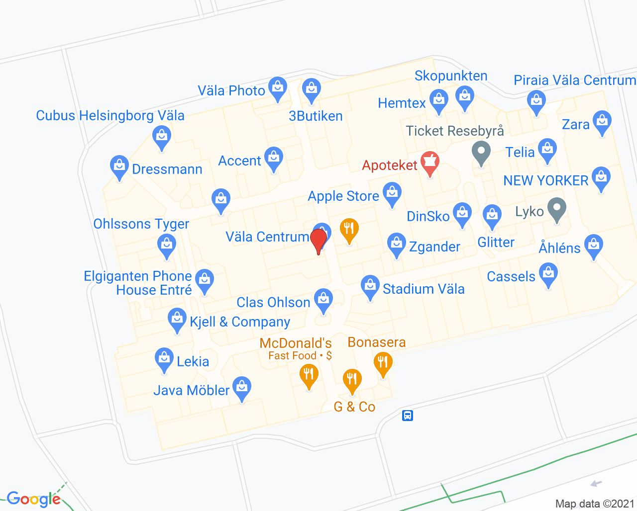 Karta till Synsam Helsingborg Väla