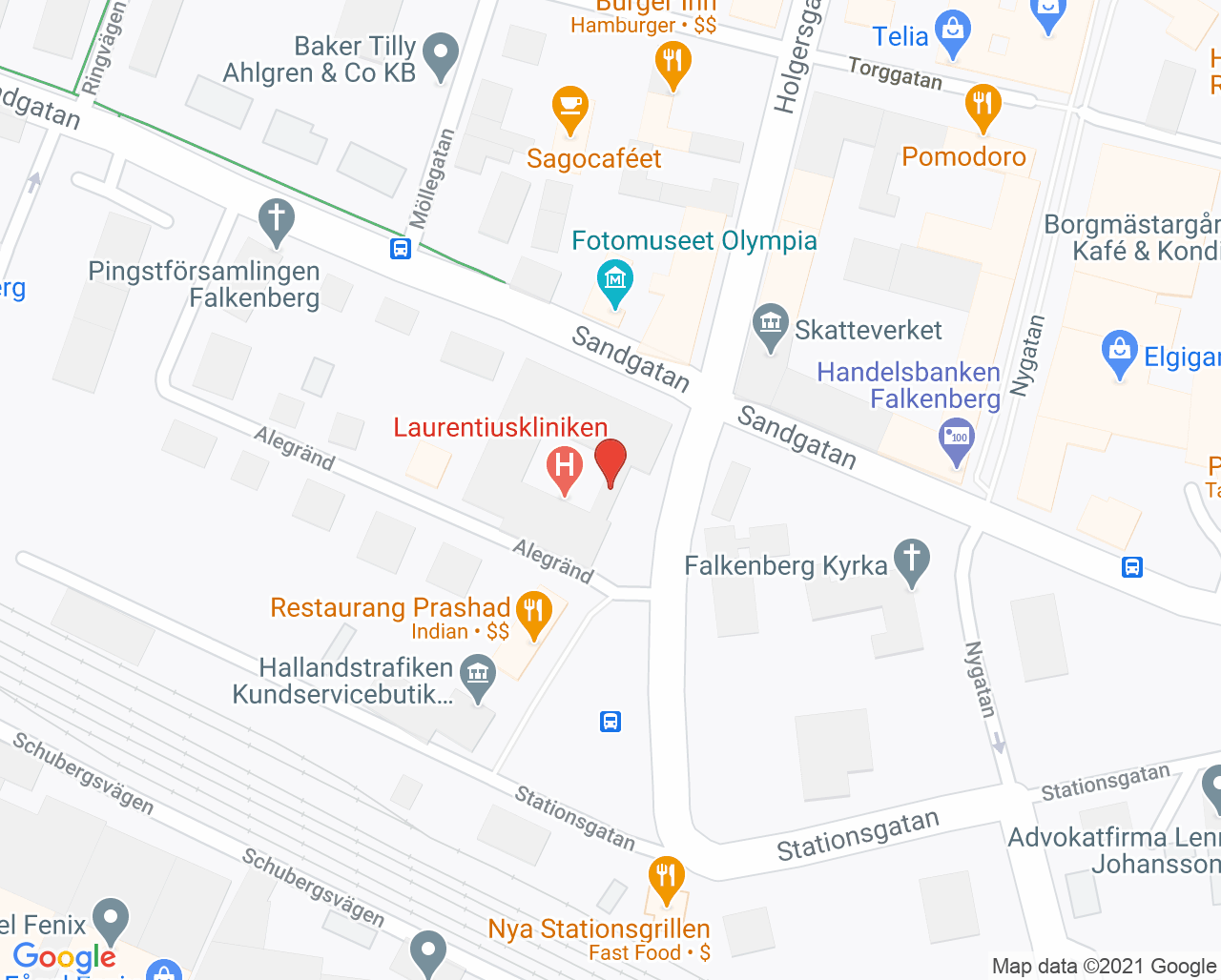 Karta till Barnavårdscentralen Laurentiuskliniken, Falkenberg