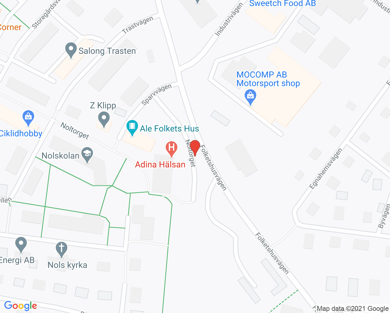 Karta till Barnavårdscentralen Adina Hälsans Vårdcentral Nol, Nol