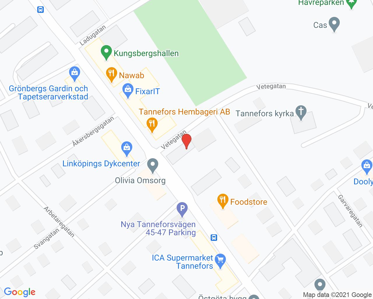 Karta till Vårdcentralen Tannefors, Linköping
