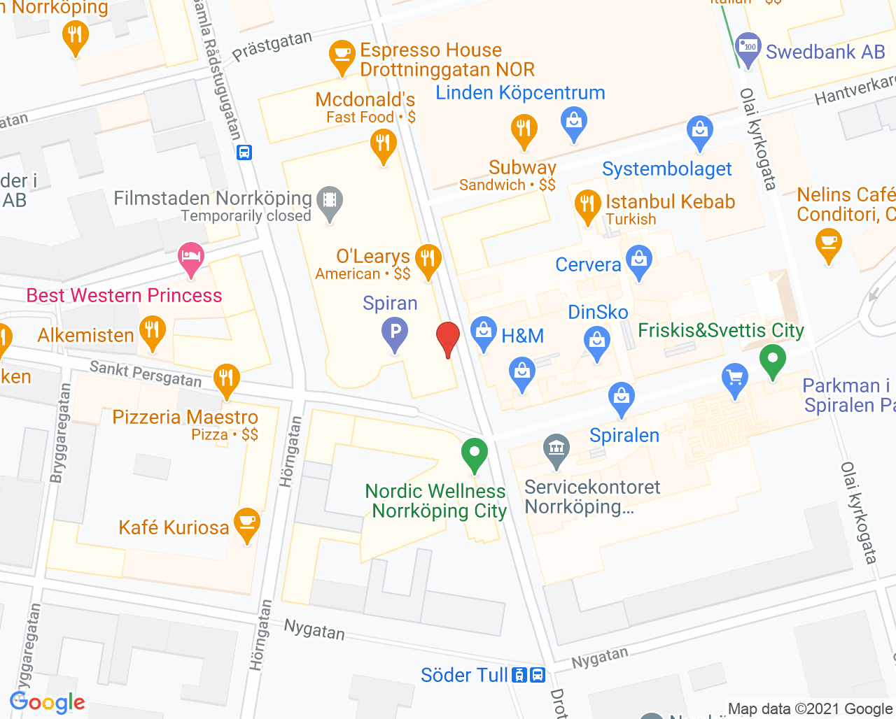 Karta till Synsam Norrköping