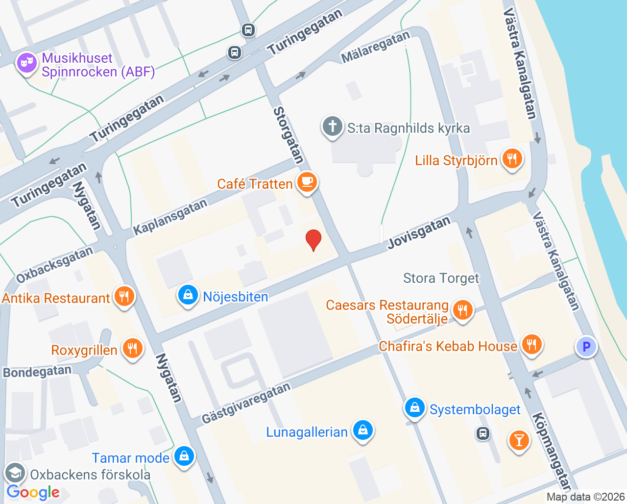 Karta till Synsam Södertälje Jovisgatan