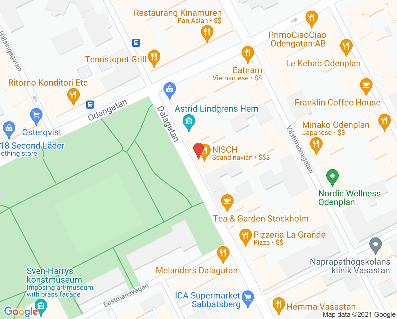 Karta till Aqua Dental Odenplan, Odenplan