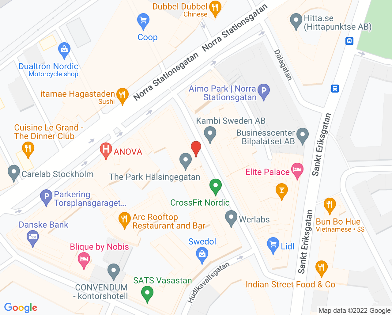 Karta till Kry Vårdcentral Haga, Vasastaden