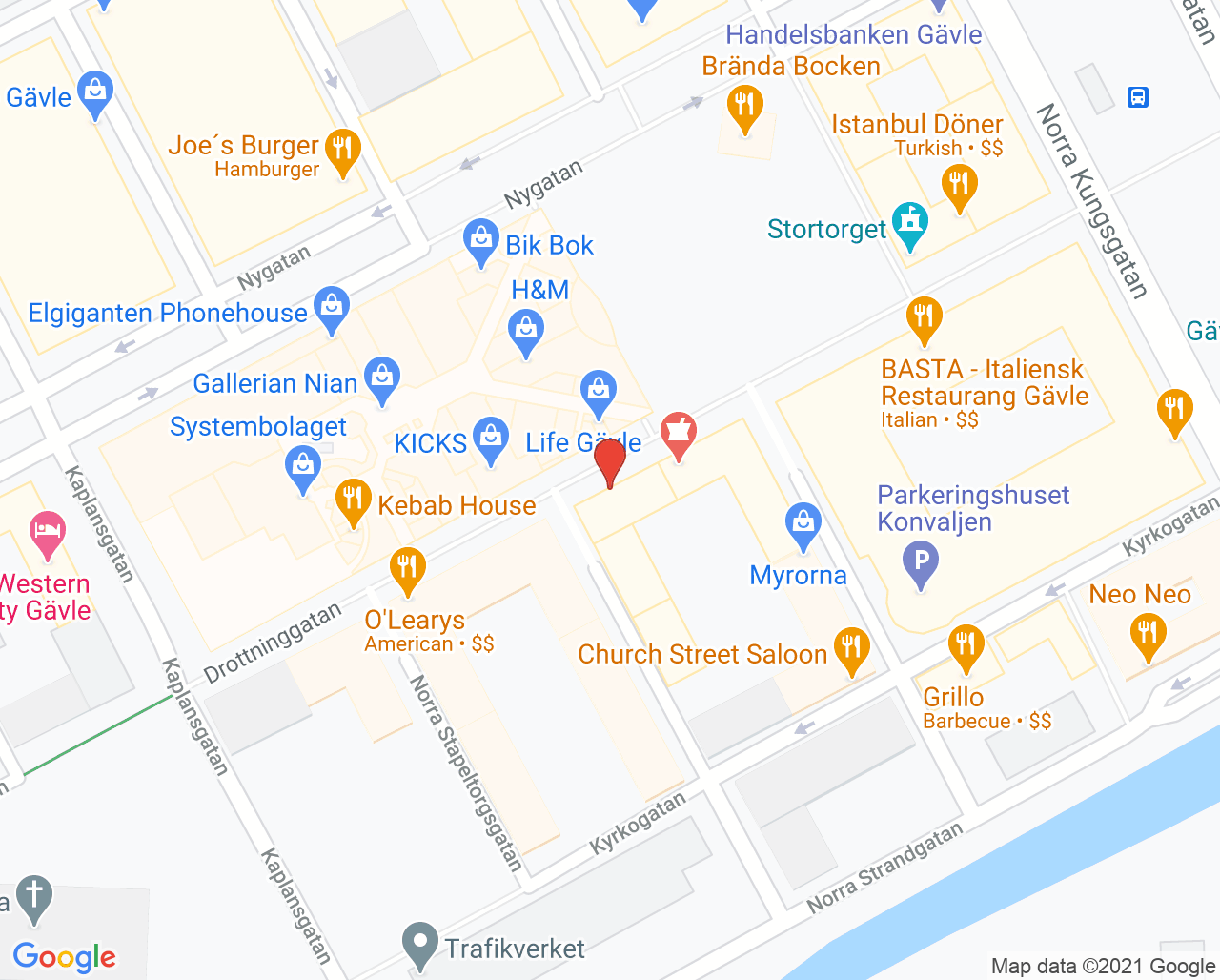 Karta till Tandläkare Kajsa Karlsson, Gävle