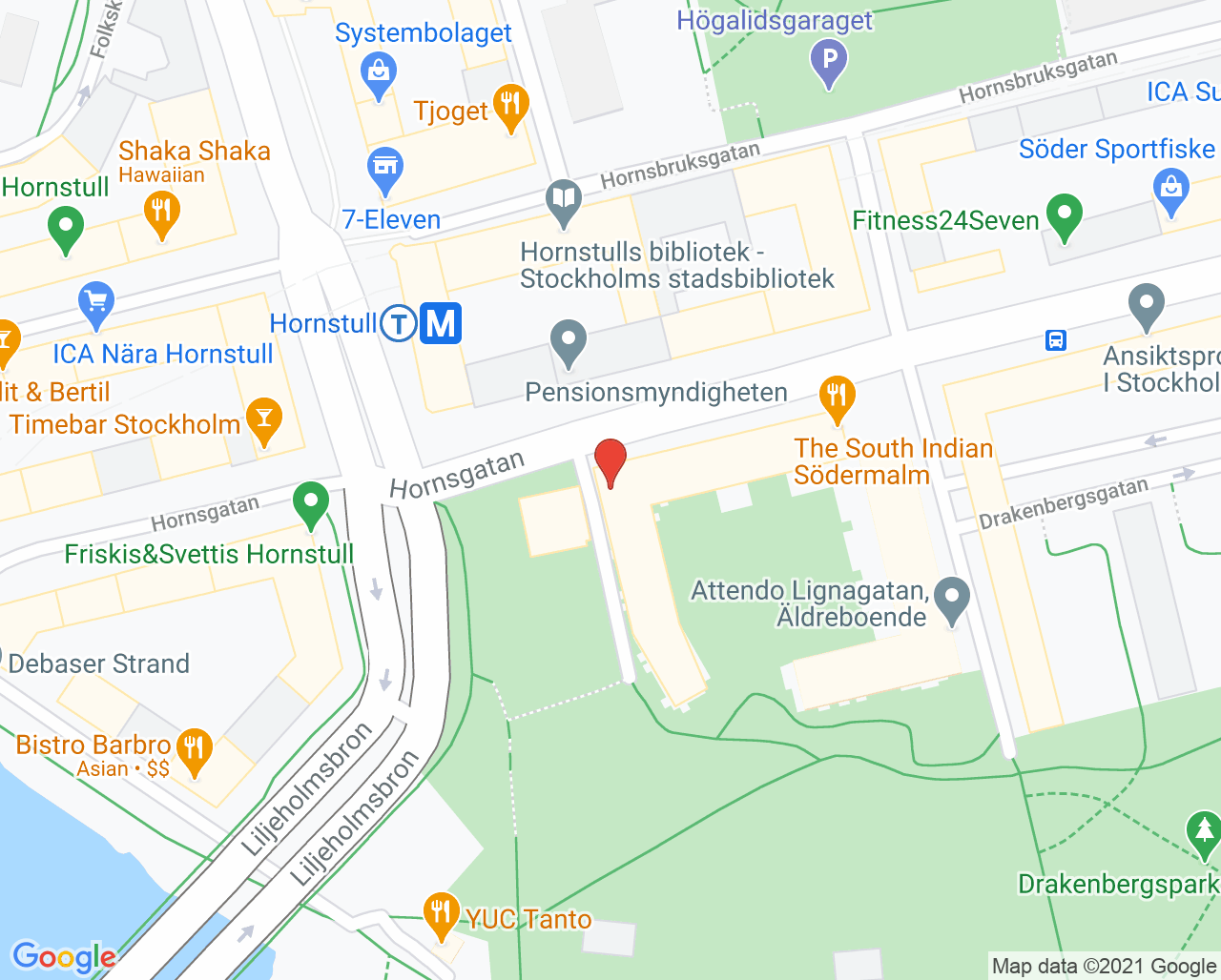 Karta till Kry BVC Hornstull, Södermalm
