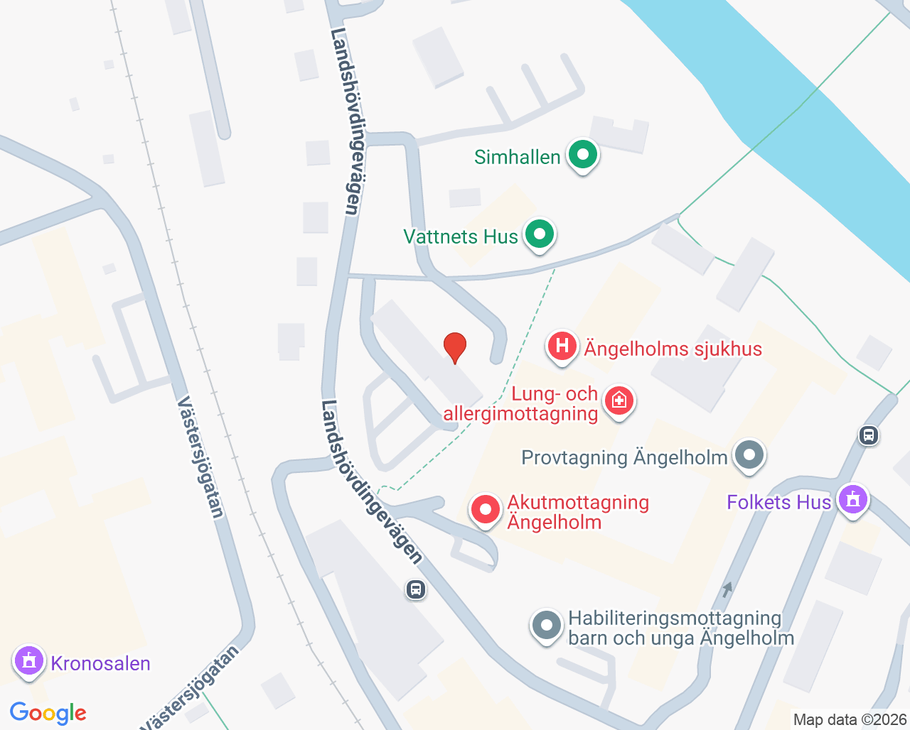 Karta till Barn- och ungdomsmedicinmottagning Ängelholm
