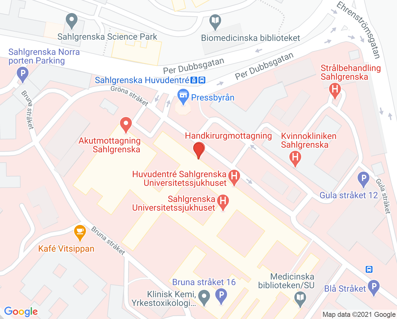 Karta till Mag- och tarmlaboratorium Sahlgrenska, Göteborg