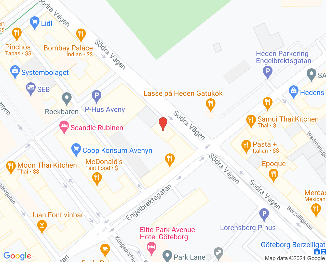 Karta till Lorensbergs Kvinnohälsa, Göteborg