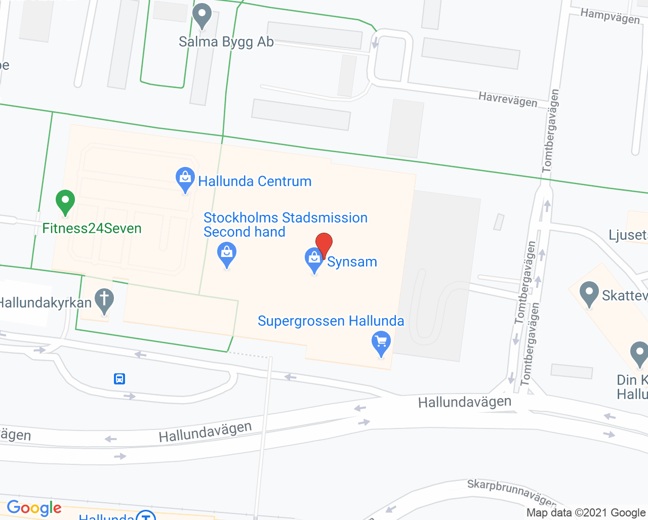 Karta till Synsam Hallunda Centrum