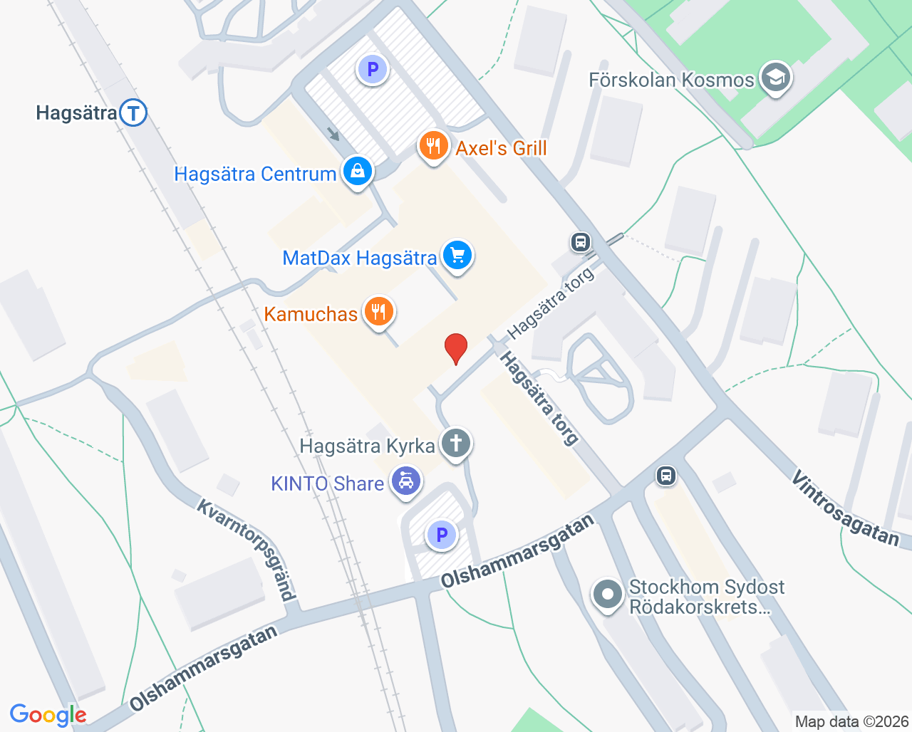 Karta till Atifa Medicinsk Fotterapi, Hagsätra