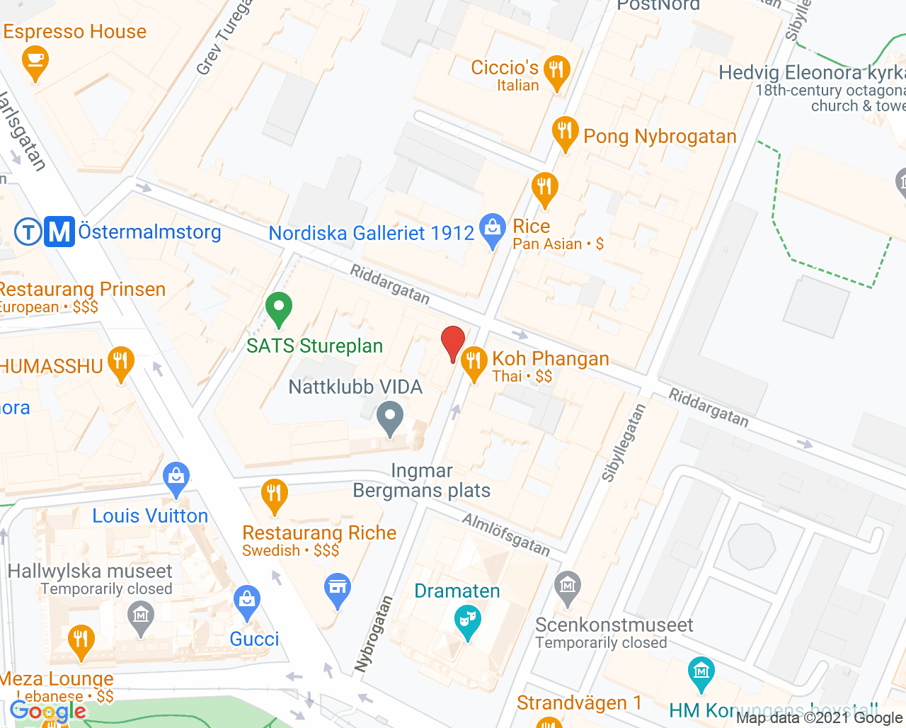 Karta till Synsam Stockholm Nybrogatan