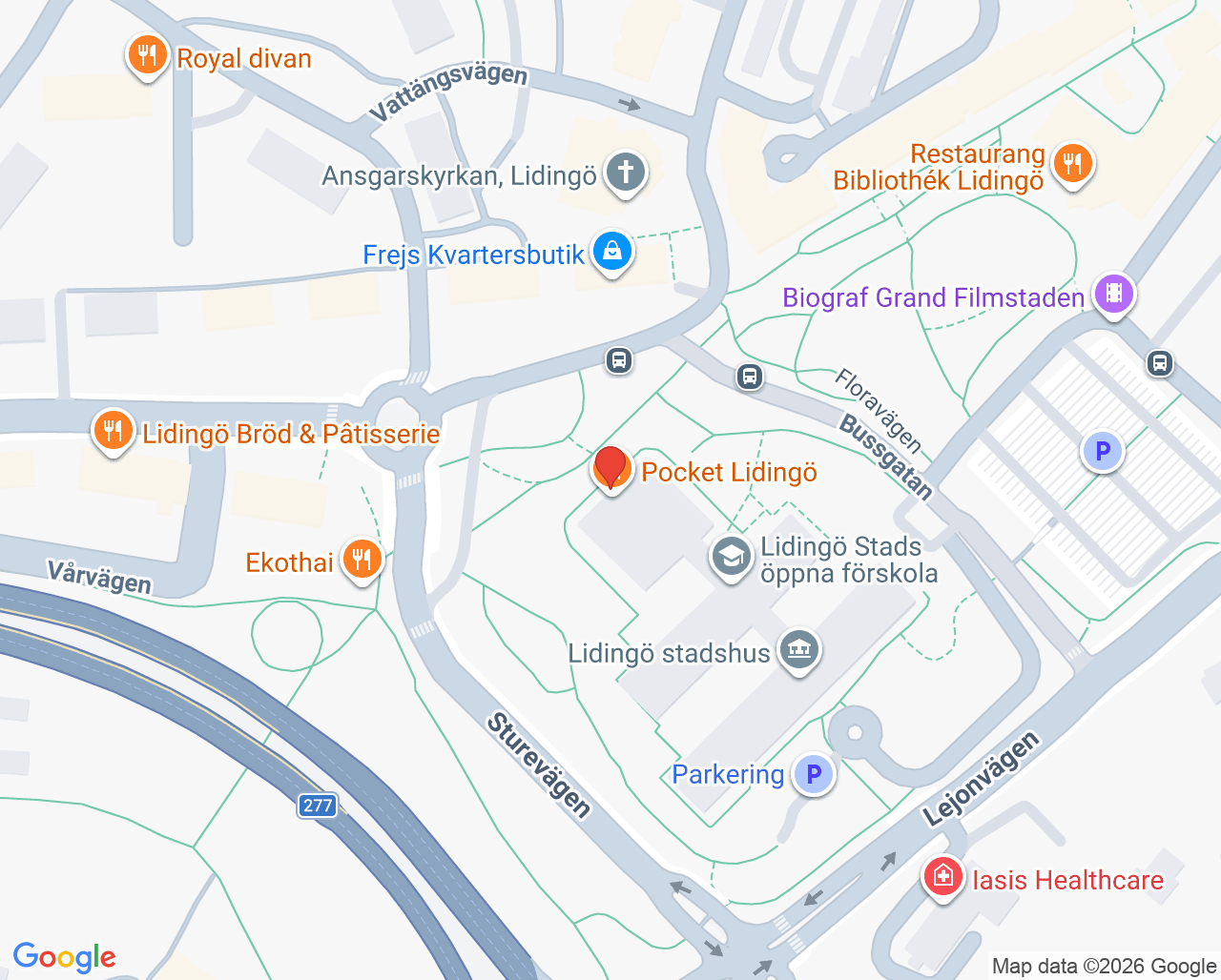 Karta till Capio Vårdcentral Lidingö