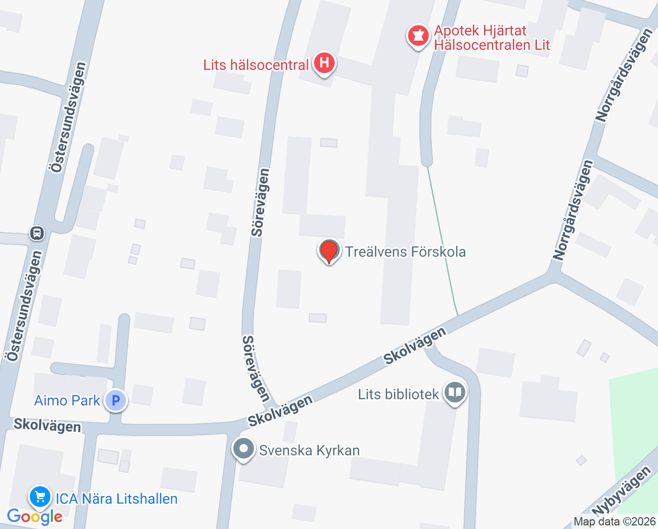 Karta till Lits hälsocentral