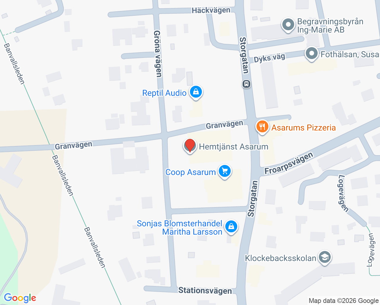 Karta till Folktandvården Asarum