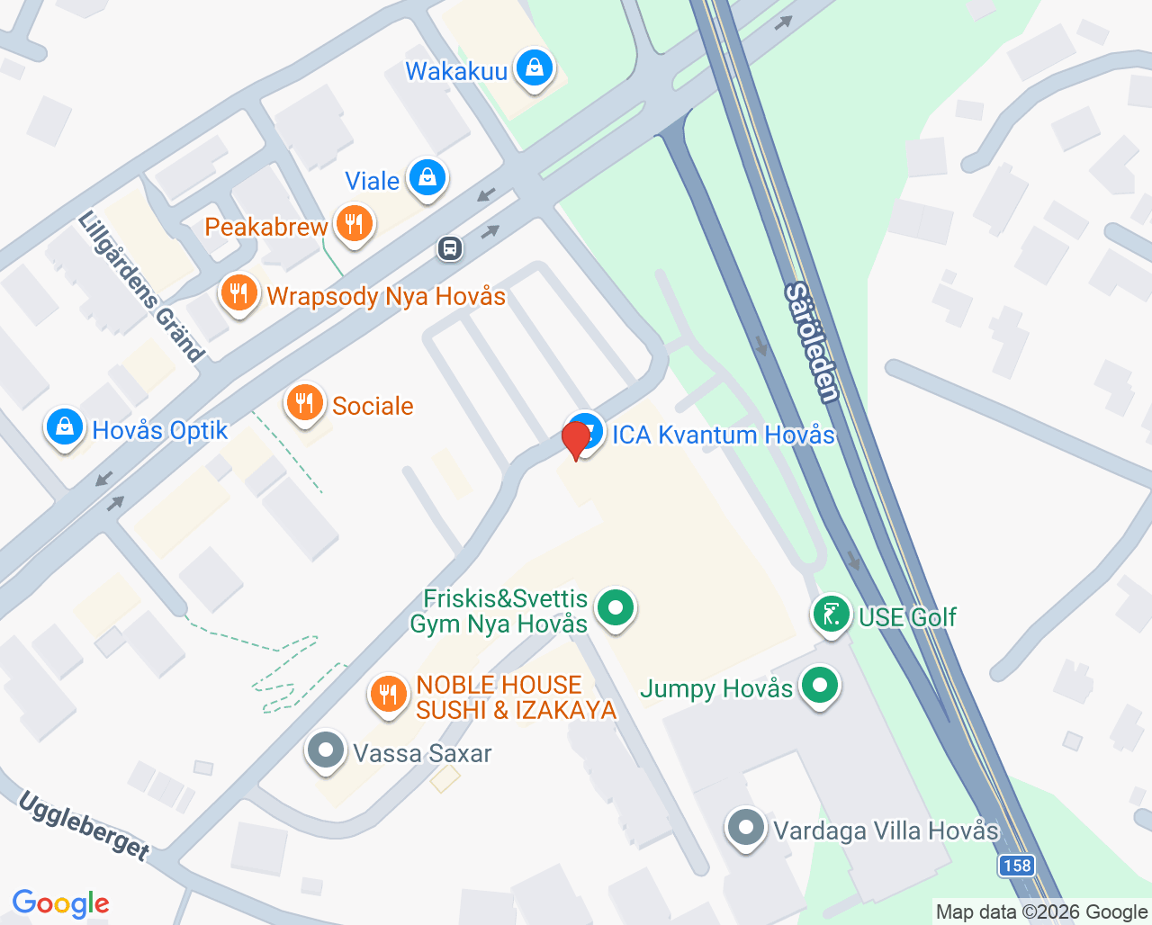 Karta till Hovås tandläkarna