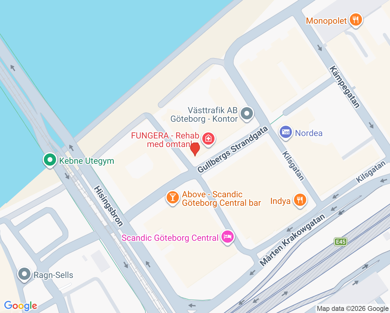 Karta till Narva Åderbråckscenter, Göteborg