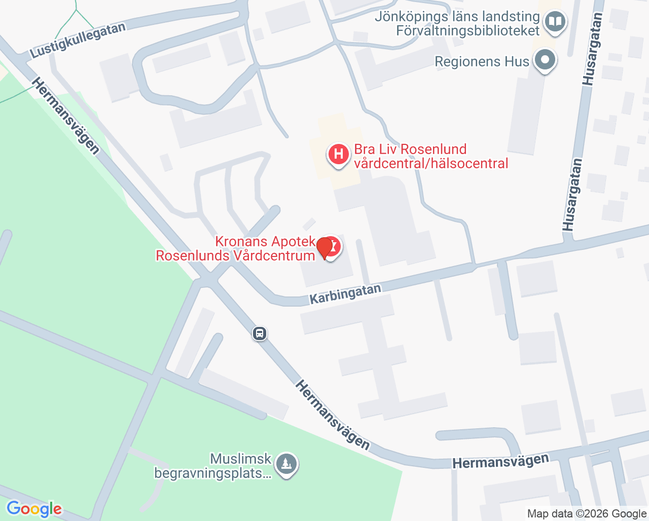 Karta till Avdelningen för parodontologi-endodonti Jönköping
