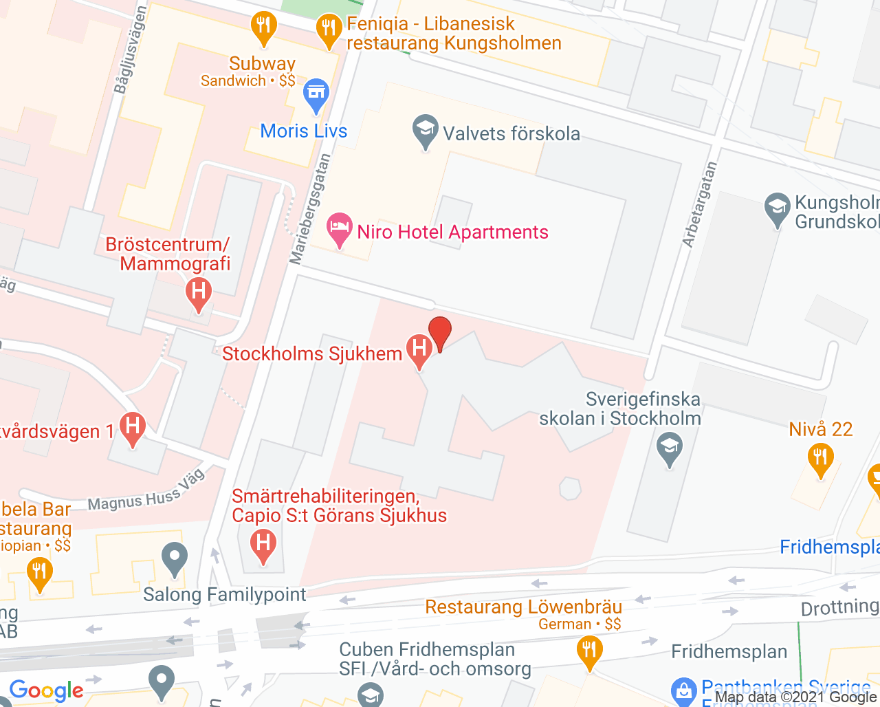 Karta till Neuroteam Kungsholmen, Stiftelsen Stockholms Sjukhem