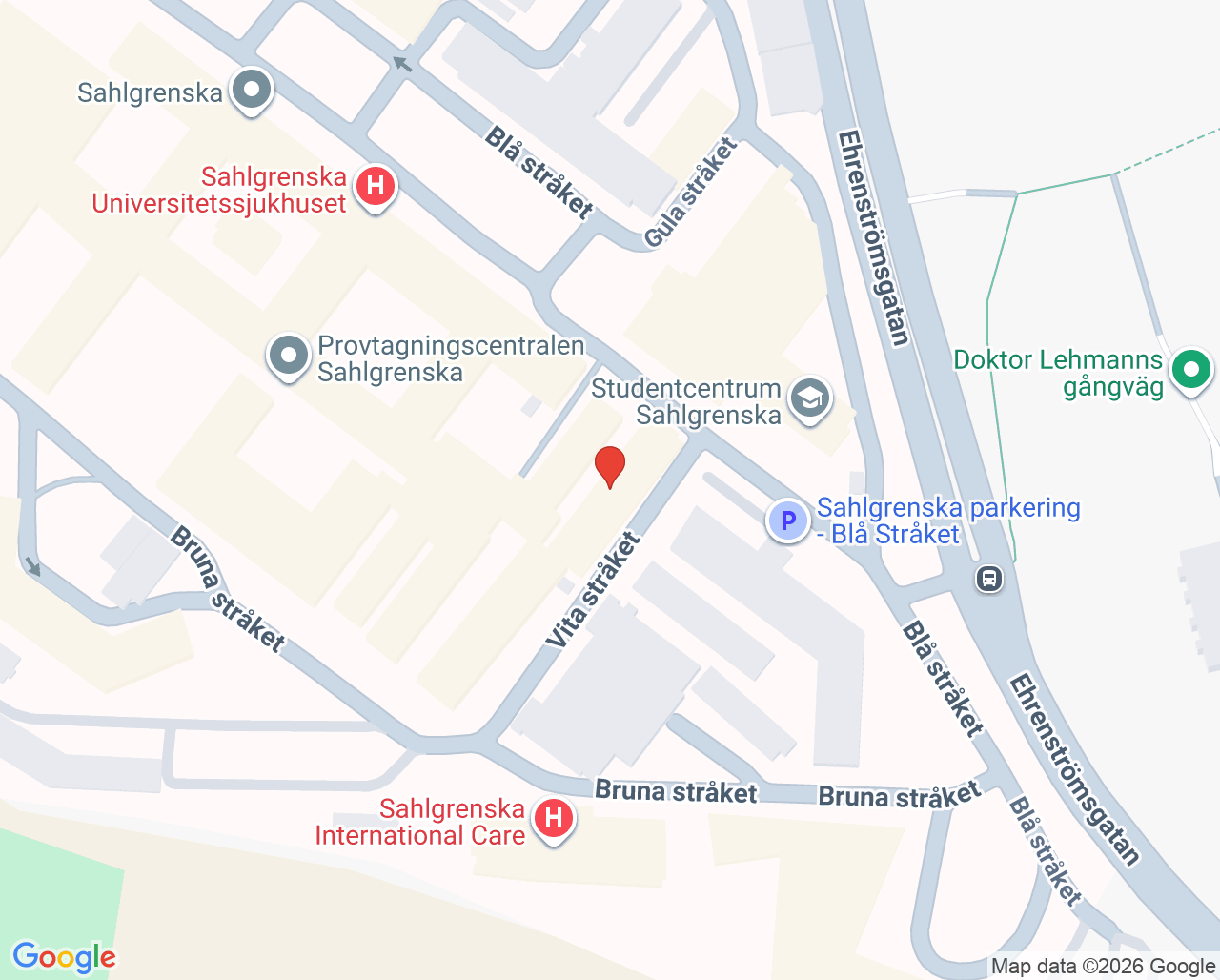 Karta till Kuratorsmottagning 1 Sahlgrenska, Göteborg