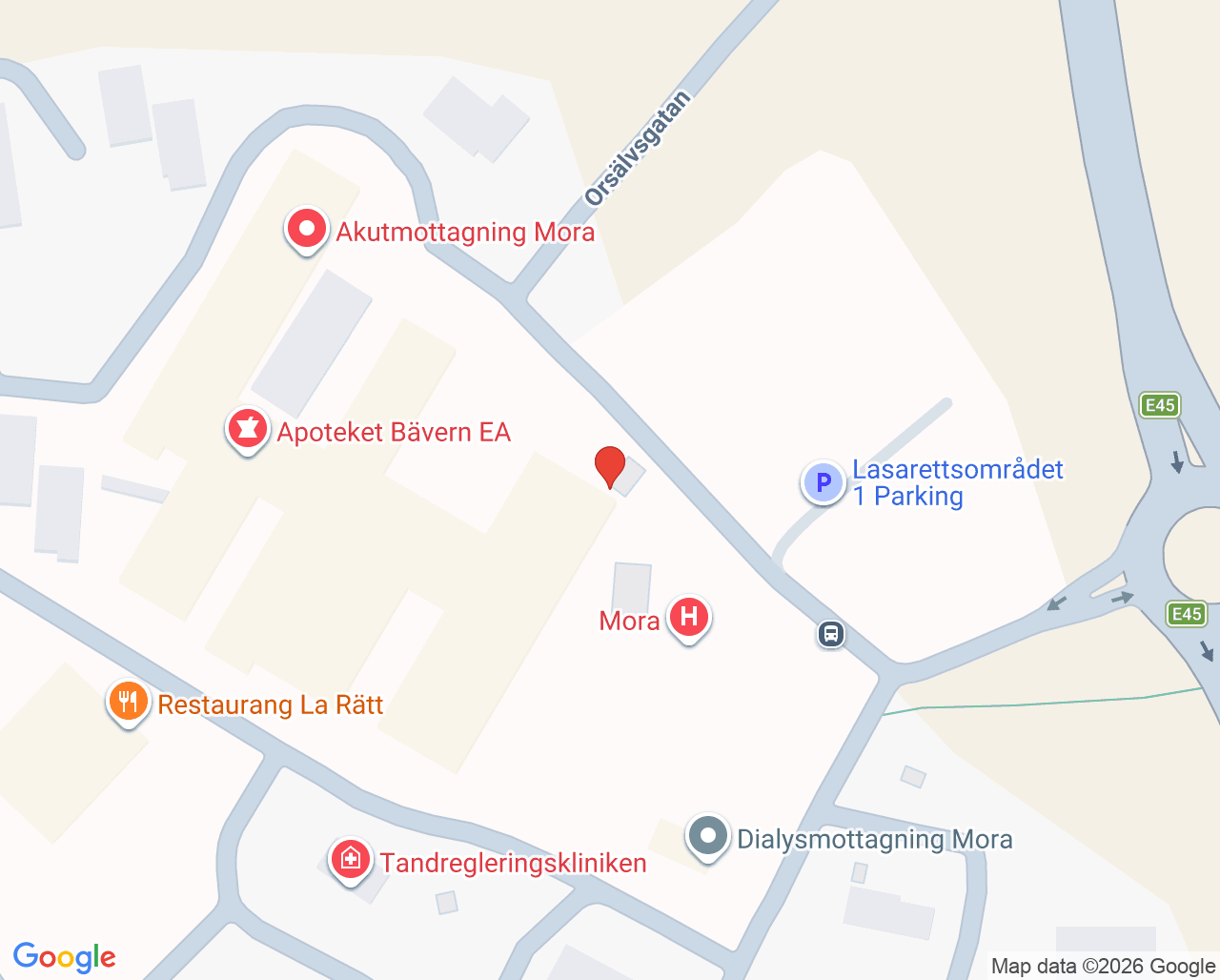 Karta till Psykiatrimottagning Mora