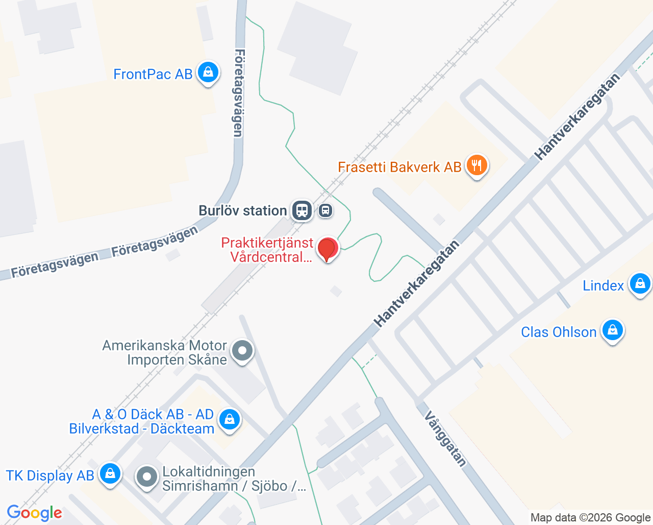 Karta till Barnavårdscentralen Praktikertjänst Stationstorget Burlöv, Arlöv