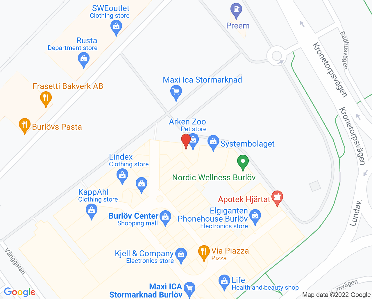 Karta till Blodbussen Arlöv - Burlöv Center