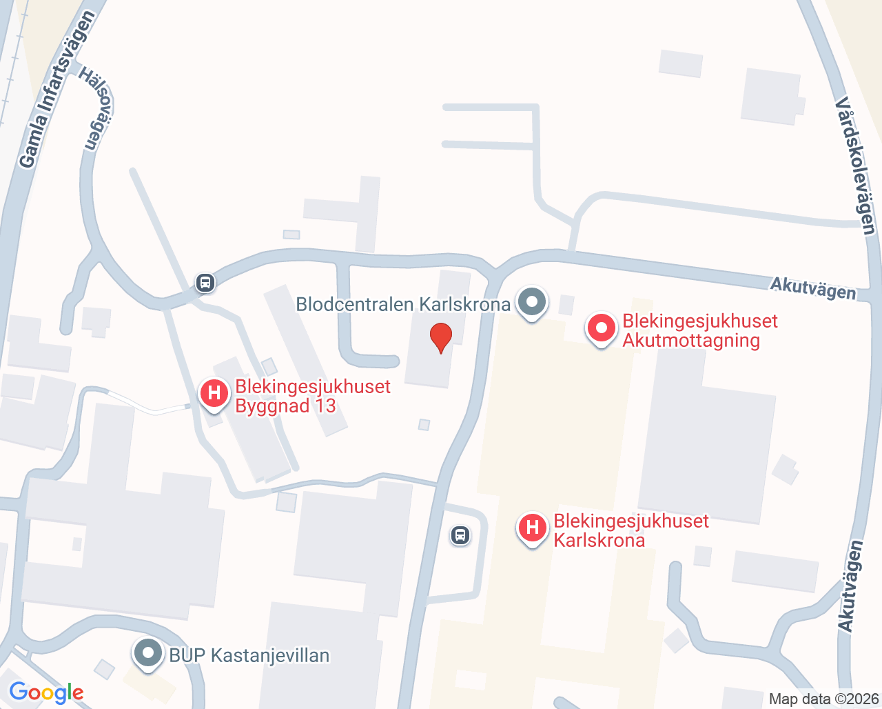 Karta till Beroendemottagning, Karlskrona