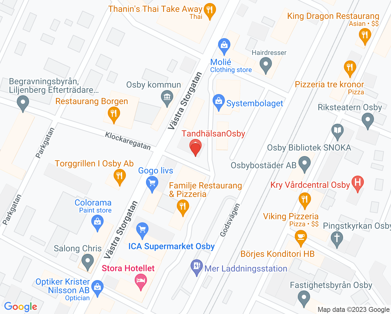 Karta till Tandhälsan Osby, Osby
