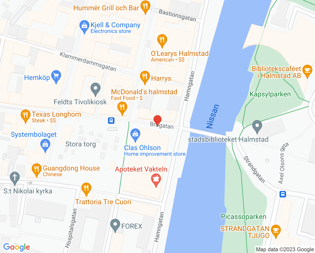 Karta till Kvinnohälsovården Halmstad