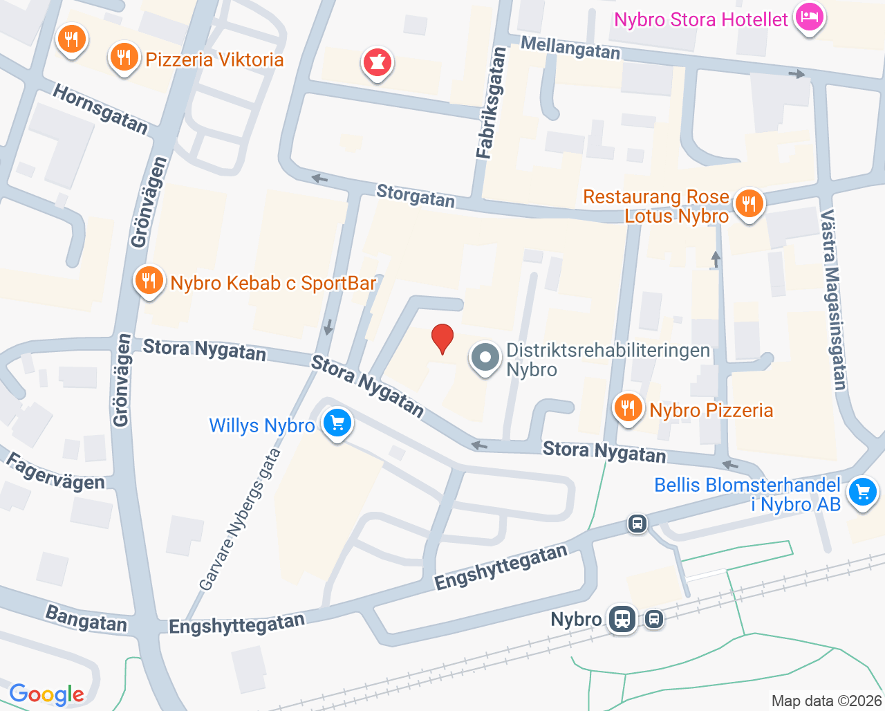 Karta till Distriktsrehabiliteringen Nybro