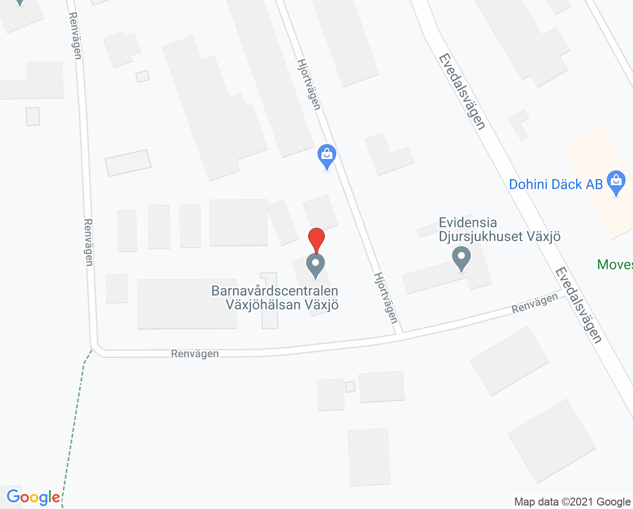 Karta till Barnavårdscentralen Växjöhälsan Växjö, Växjö
