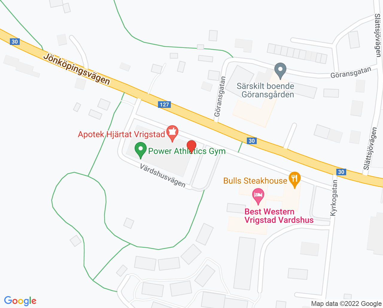 Karta till Bra Liv Vrigstad vårdcentralsfilial