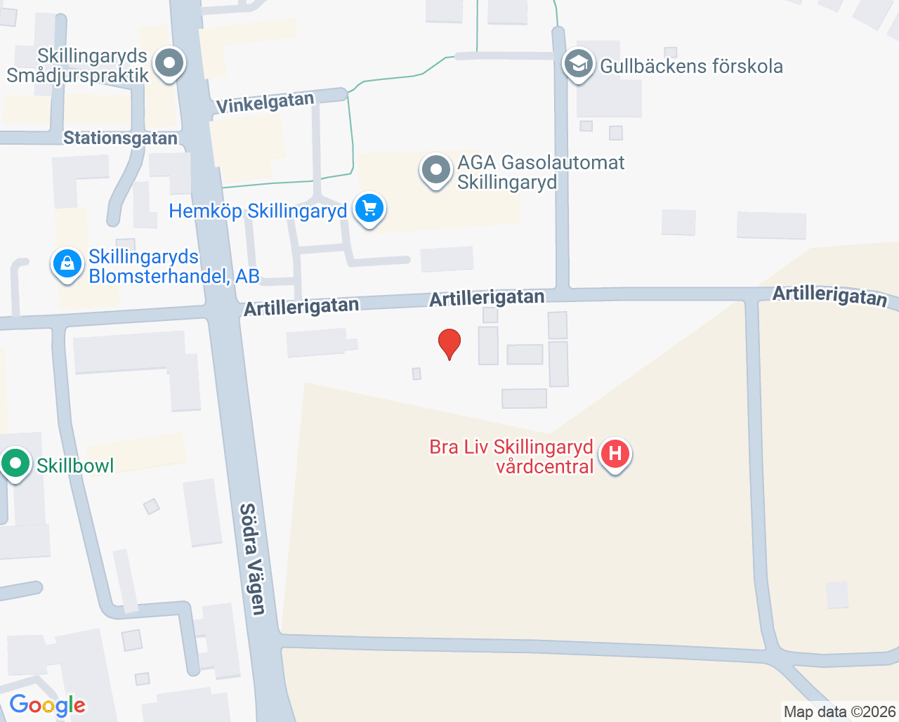 Karta till Tandvården Skillingehus, Skillingaryd