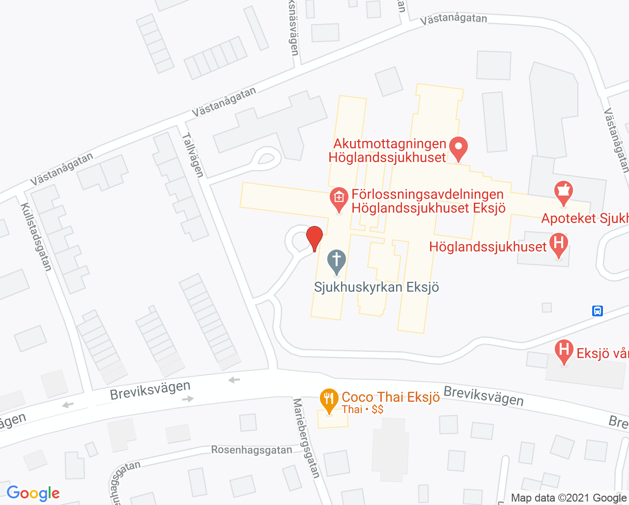 Karta till Diabetesfotmottagningen Höglandssjukhuset Eksjö