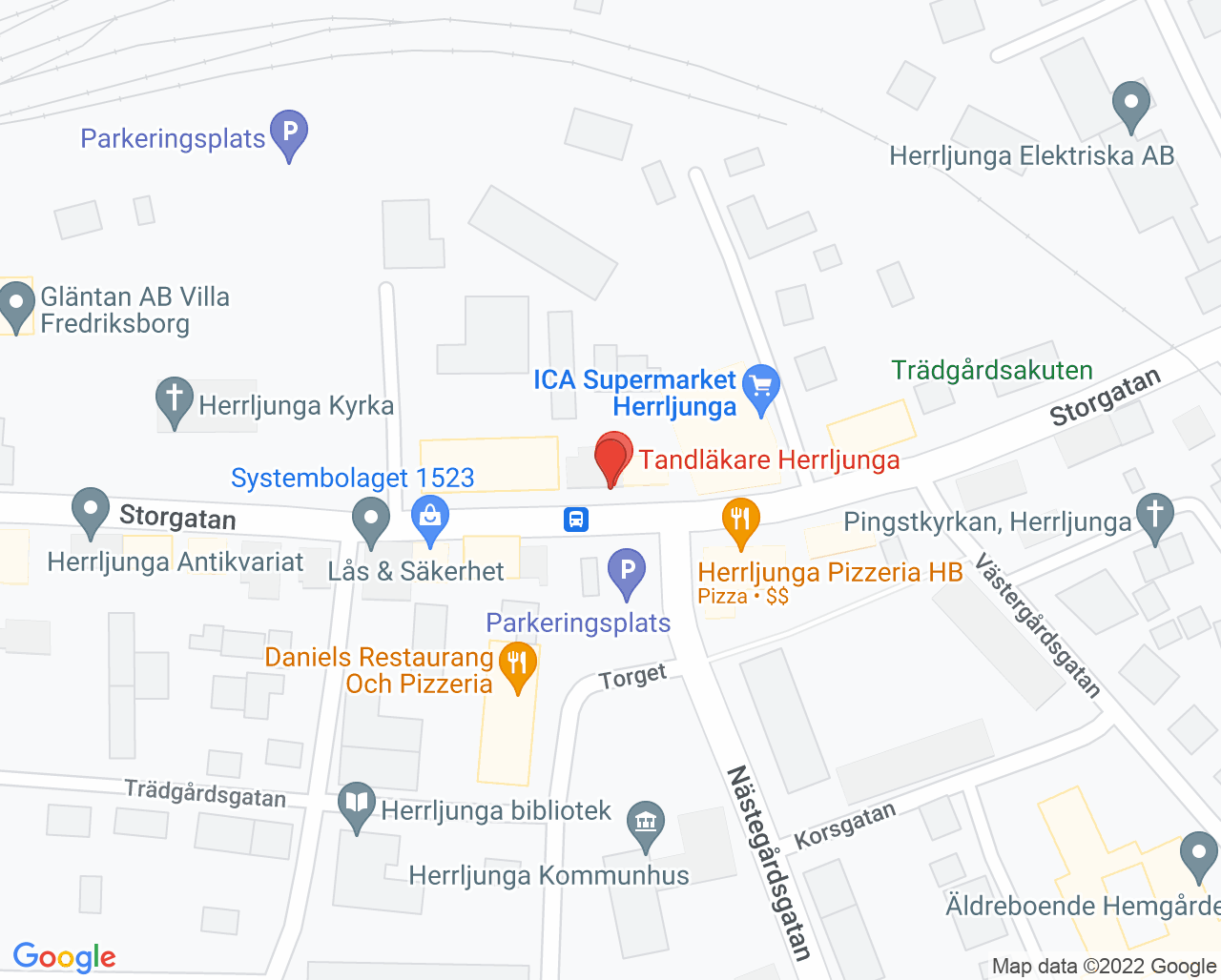 Karta till Tandkliniken i Herrljunga, Herrljunga