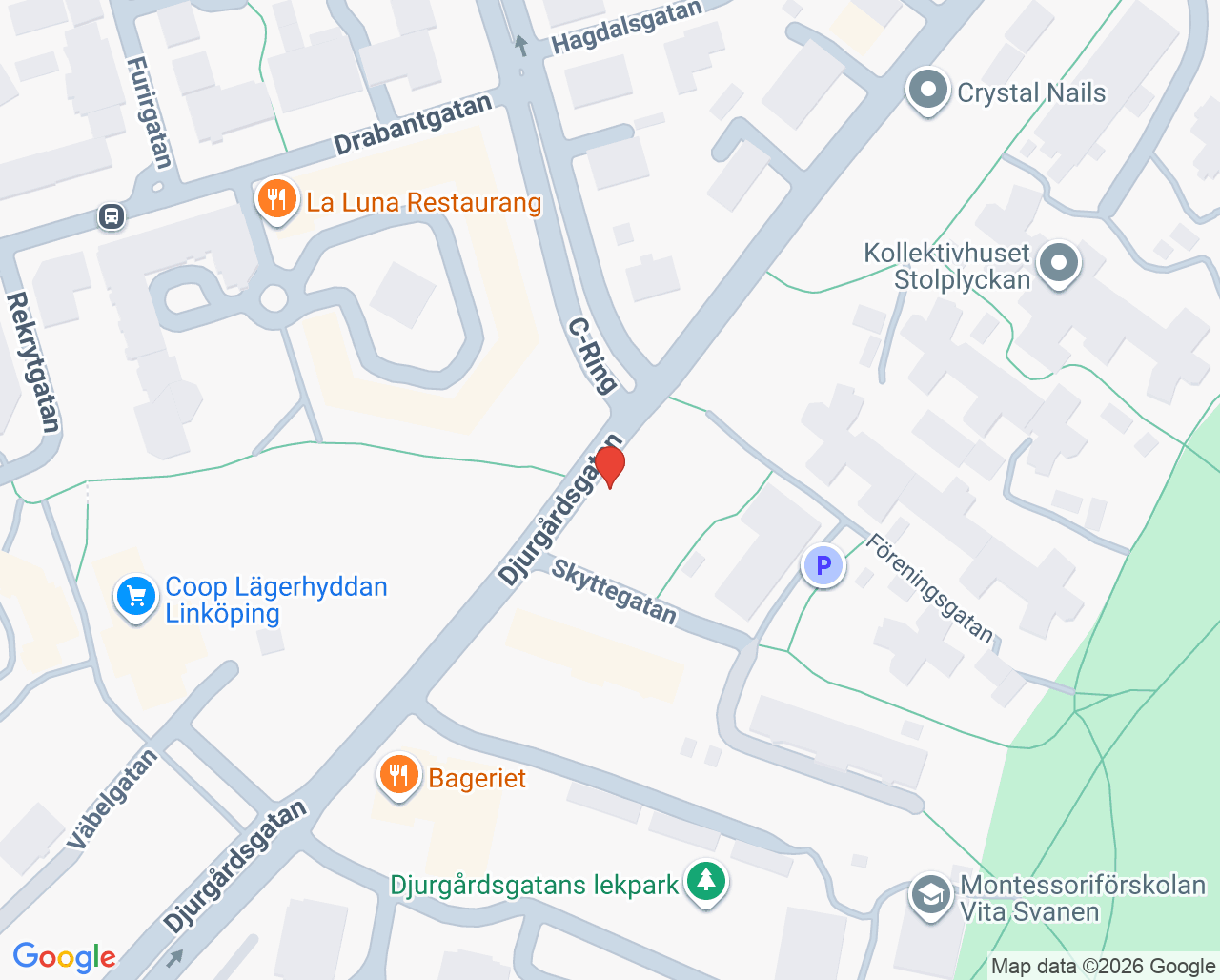 Karta till Samtalsmottagningen Linköping, St Lukas i Östergötland