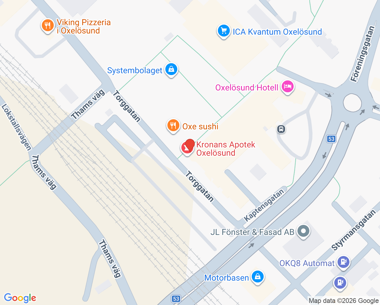 Karta till Synsam Oxelösund