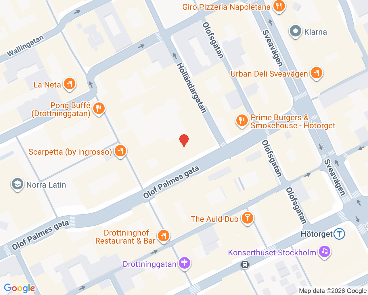 Karta till Praktikertjänst Tandhälsan Direkt, Stockholm