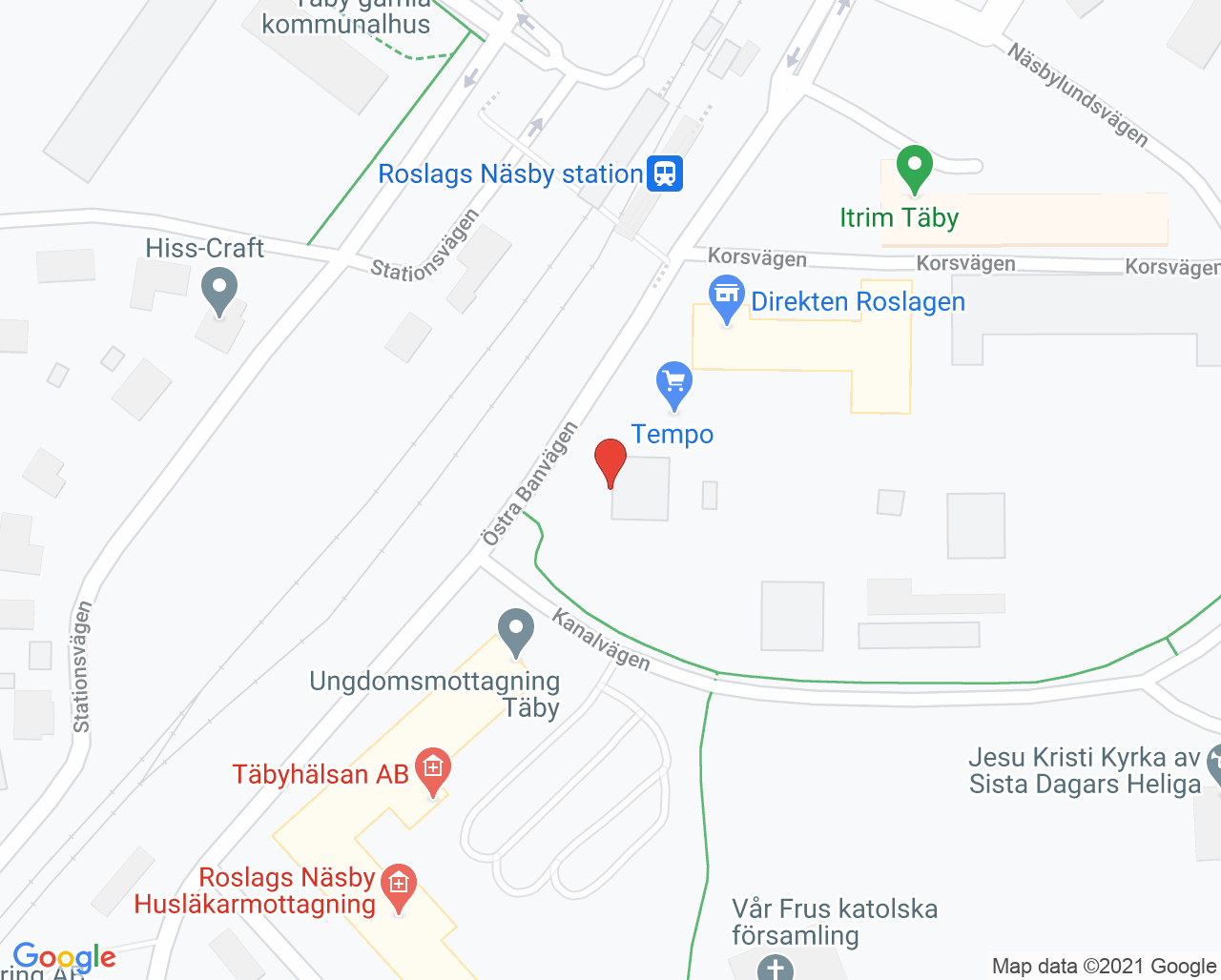 Karta till Tandläkare Merina Akhter, Täby