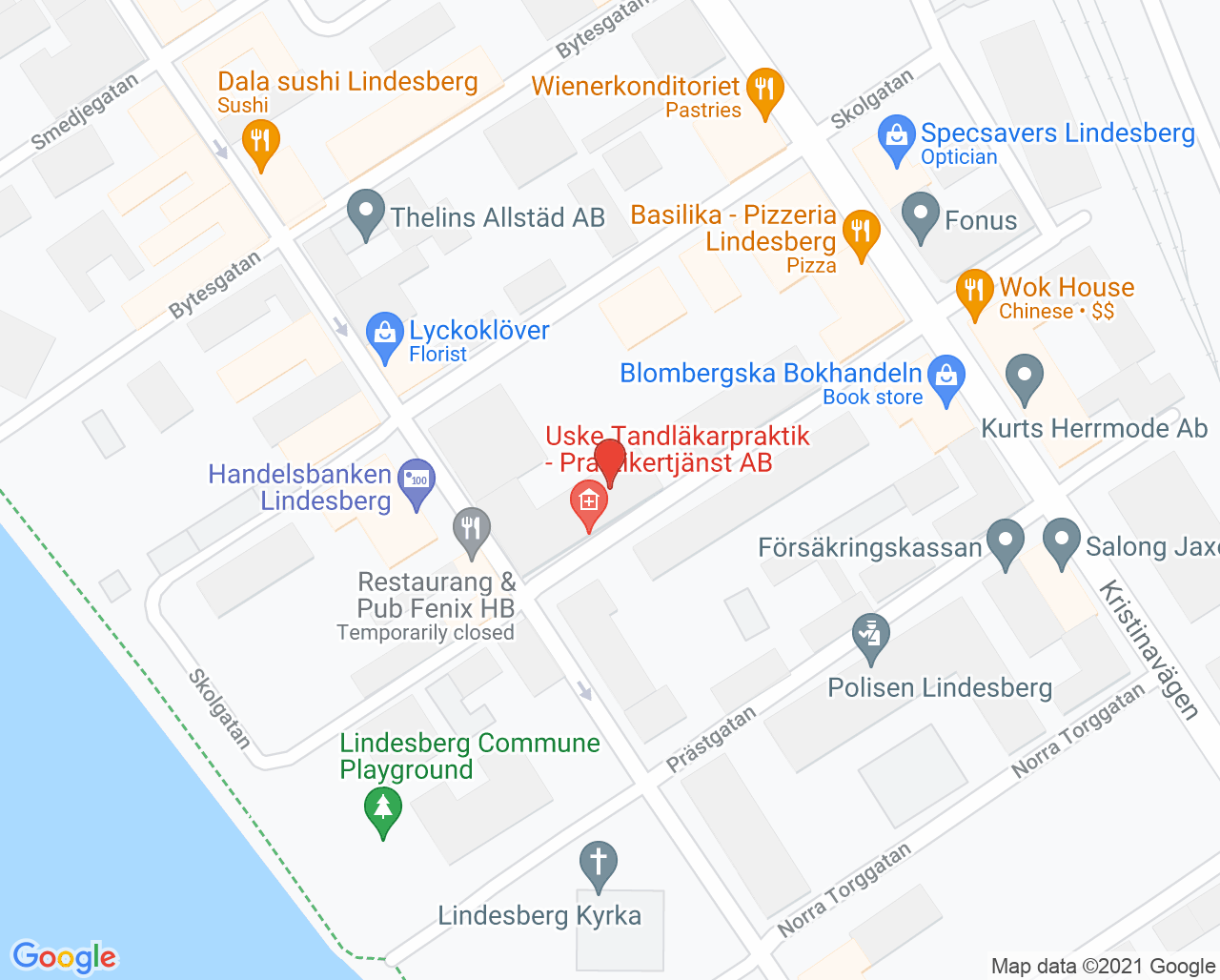 Karta till Tandläkare Jaqueline Subraian, Lindesberg