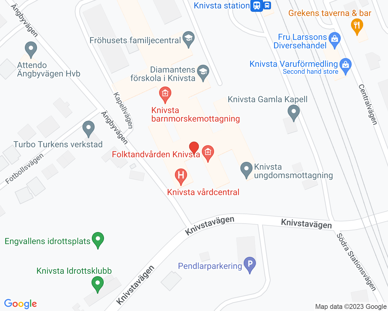 Karta till Barn- och ungdomshälsan i Knivsta