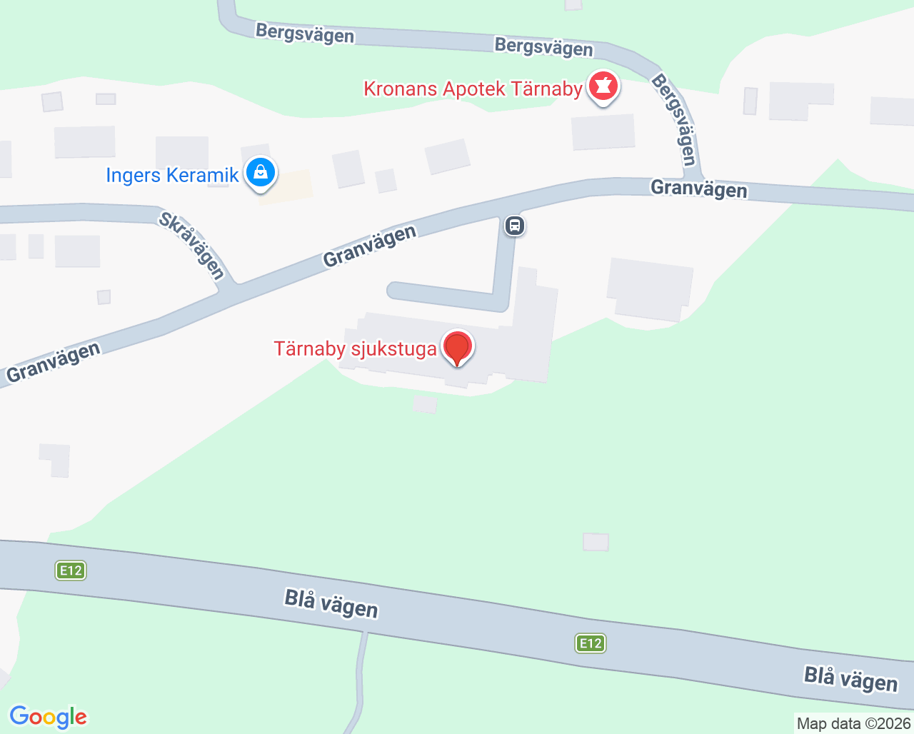 Karta till Tärnaby sjukstuga jourtid